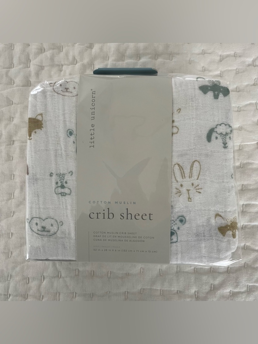 NWT Little Unicorn Animal Print Cotton Muslin Crib Sheet